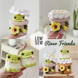 3-in-1 Häkel-Blumentopf mit Frosch-Muster, Low-Sew, Mini River Friends (PDF)