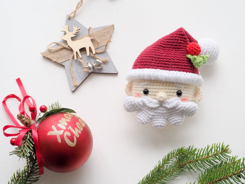 Crochet Christmas decoration: Elf, Santa, Reindeer and Cupcake,/Pattern/ English only/ Amigurumi, Christmas ornaments, Christmas Tree Decor image 8