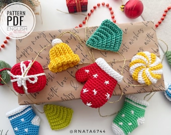 Patrón de guirnaldas navideñas de ganchillo: mini (PDF)