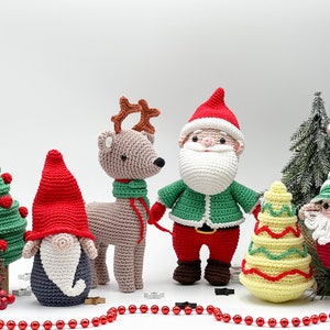 Conjunto de brinquedos de Natal em crochê: Papai Noel, Gnomos, Renas e Árvores/Padrão/PDF/somente em inglês/brinquedos de Natal, decoração de Natal, presentes de Natal