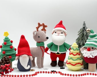 Crochet set of Christmas toys: Santa, Gnomes, Reindeer and Trees/Pattern/PDF/English only/ Christmas toys, Christmas decor, Christmas gifts