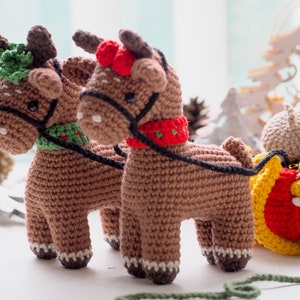 Crochet Christmas Reindeers with Sleigh /Pattern/PDF/English only/ Christmas ornaments, Christmas Tree Decoration, Christmas toys, Amigurumi image 4