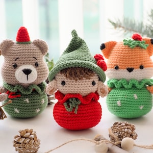 Crochet Christmas Ornaments: Elf, Bear, Fox, Candle and Snowman /Pattern/PDF/English, German only/ Christmas gift, Christmas ornament toys image 4