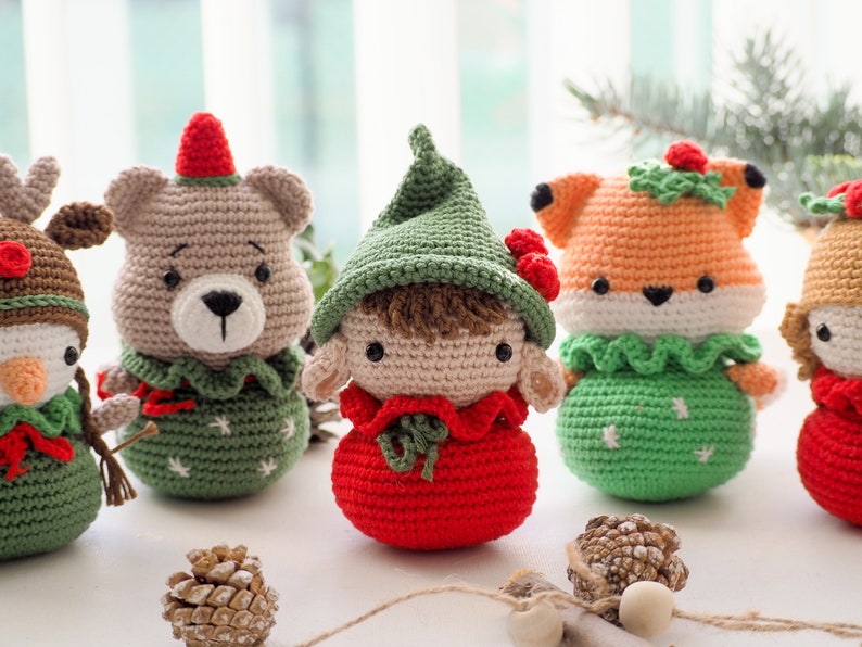 Crochet Christmas Ornaments: Elf, Bear, Fox, Candle and Snowman /Pattern/PDF/English, German only/ Christmas gift, Christmas ornament toys image 4