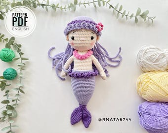 かぎ針編みのマーメイド /パターン、PDF、英語のみ/マーメイドドール