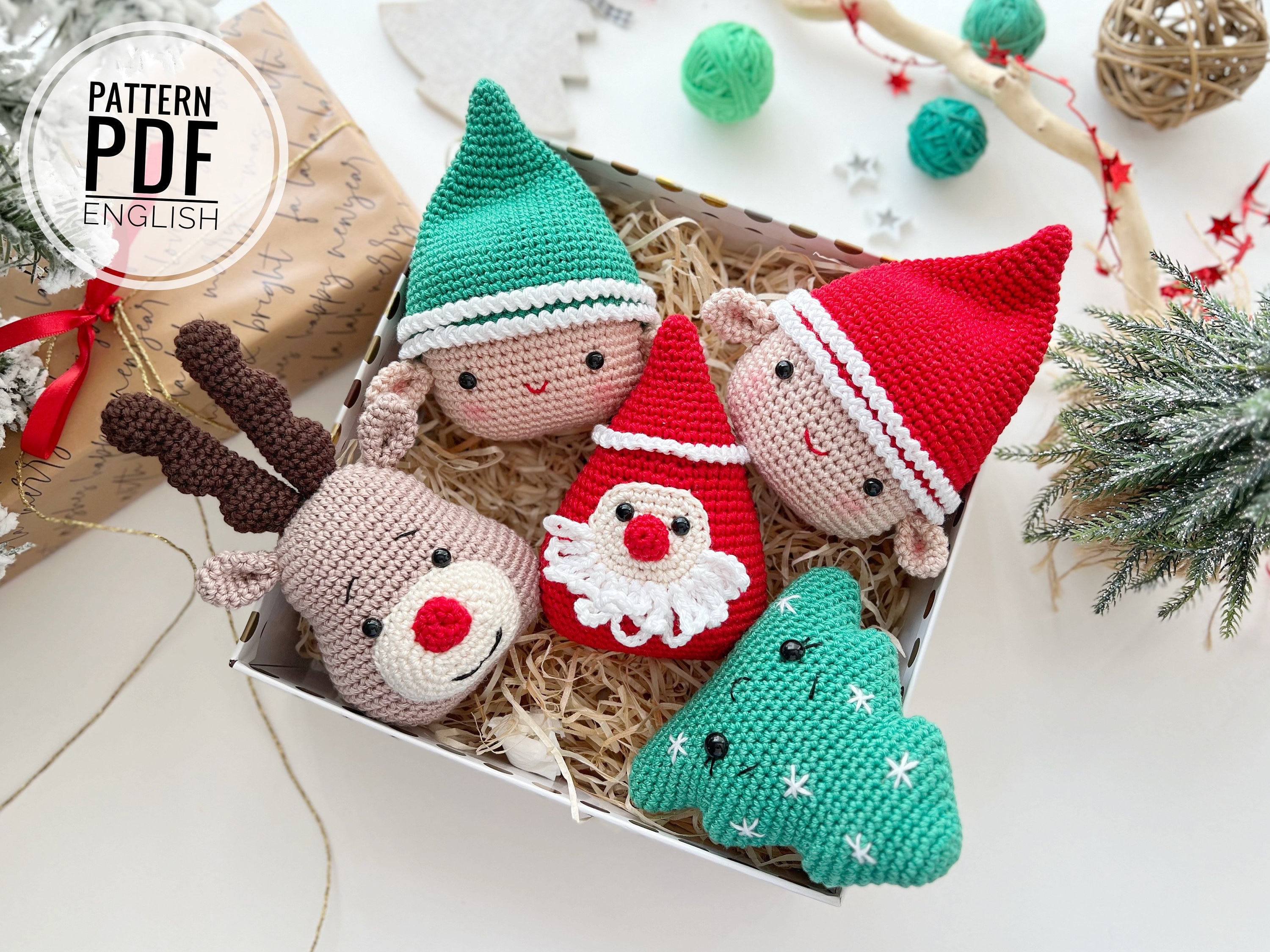 Crochet Christmas Ornaments: Elf, Christmas Tree, Santa and Crochet Christmas Ornaments: Elf, Christmas Tree, Santa and