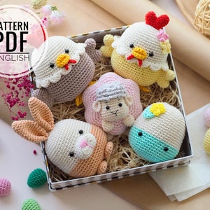 Crochet Easter Decoration: Chicken, Bunny, Sheep and Eggs/Pattern/PDF/English only/ Amigurumi toys, Easter Toys, Easter Decoration Toys