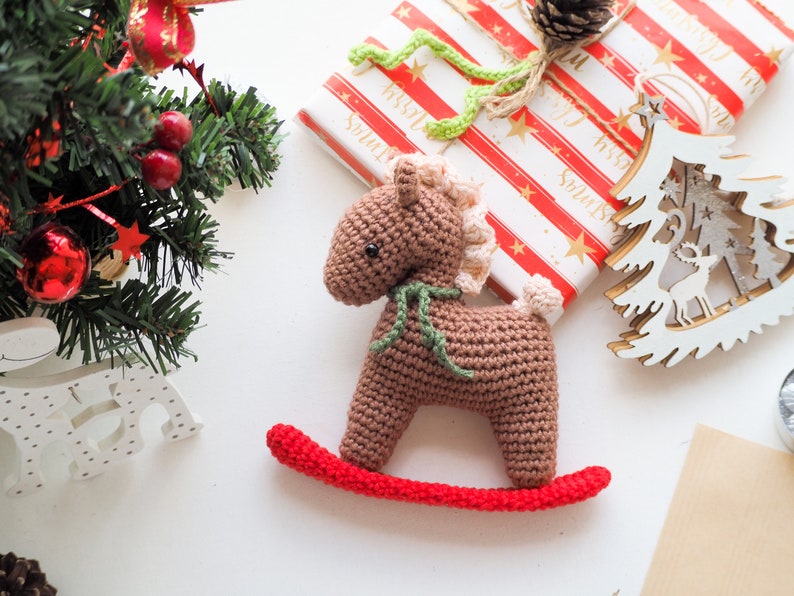 Crochet Christmas decoration: Rocking Horse, Reindeer, Penguin and Angel/Pattern/PDF/ English only/ Christmas ornaments, Christmas Amigurumi image 5