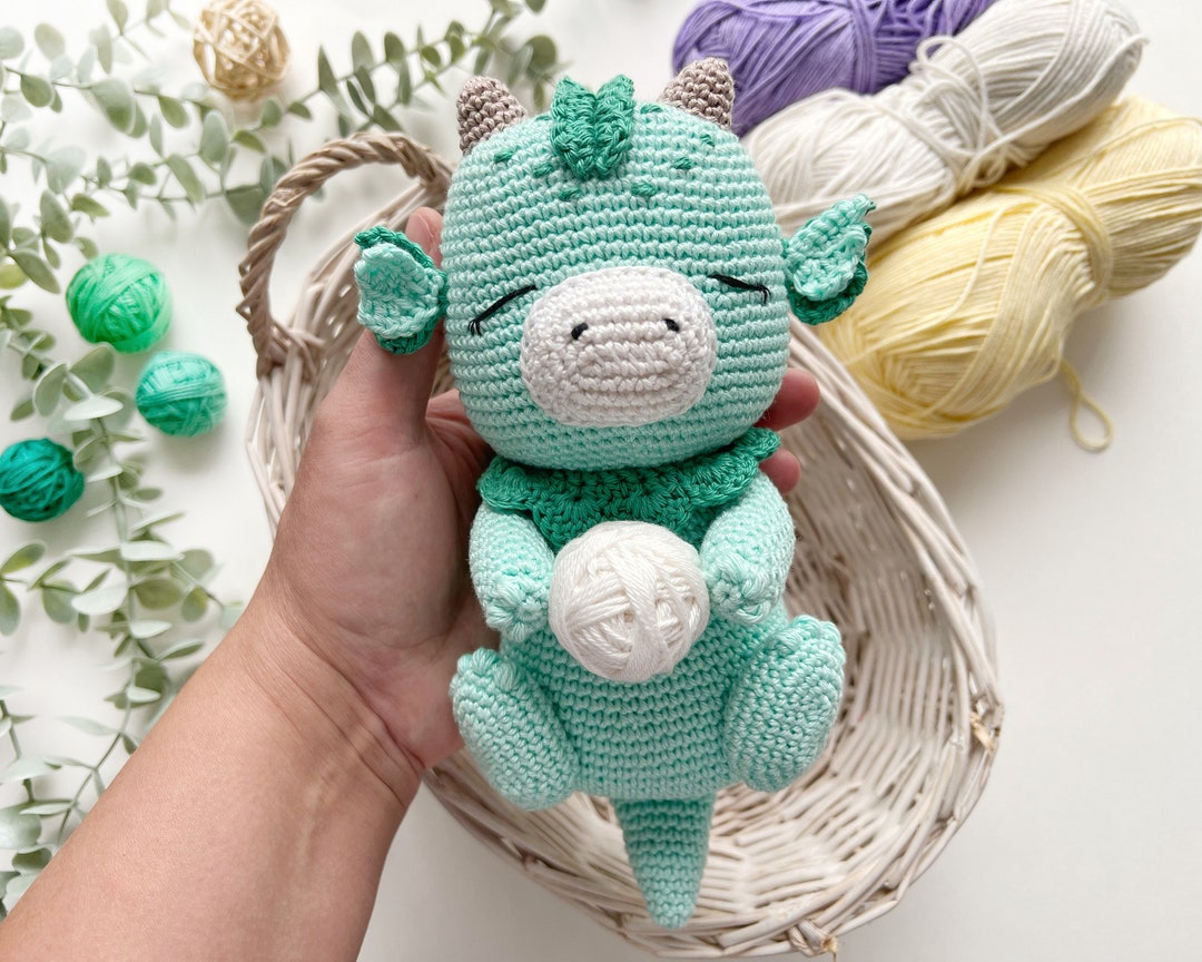 Handmade Crochet Newborn Green Dino Gift Set (3pc) – Personalised Dummy Clip, Baby Shower Gift