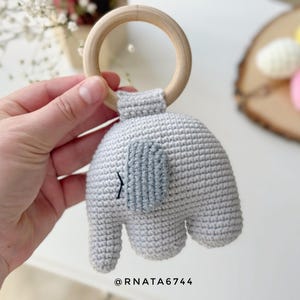 Patrón de ganchillo para sonajero de elefante y clip para chupete (PDF) imagen 4