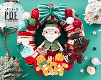 Weihnachtskranz häkeln /Muster/PDF,Weihnachtsdekor, Weihnachtskranz, Weihnachtsgeschenk, Adventskranz, Amigurumi