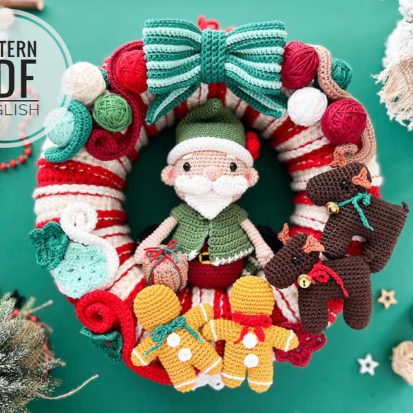 Crochet Christmas Wreath /Pattern/PDF/English only/ Christmas Decor, Christmas Wreath, Christmas Gift, Christmas Advent, Amigurumi