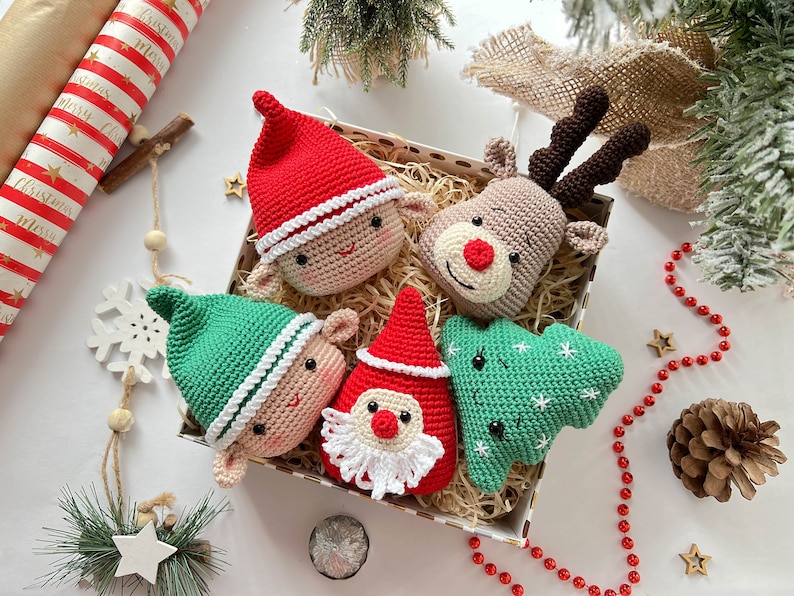 Crochet Christmas Ornaments: Elf, Christmas Tree, Santa and Reindeer /Pattern/PDF/English only/ Christmas gift, Christmas Decoration Toys image 3