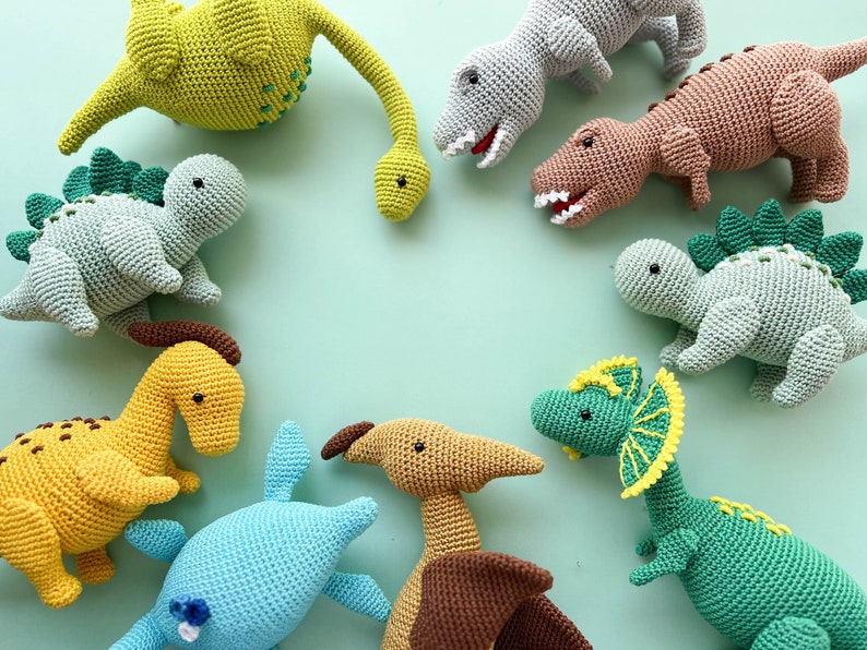 Crochet Dinosaurs: dilophosaurus, pterodactyl, ankylosaurs and triceratops/Pattern/PDF/ English only/ Amigurumi, Dinosaurs, Dinosaurs toys image 7