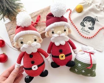 かぎ針編みサンタのあみぐるみパターン: クリスマスおもちゃ (PDF