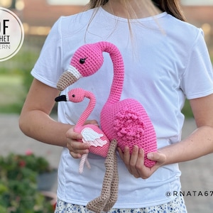 Crochet Flamingo Family Pattern: Amigurumi Mum and Baby (PDF)