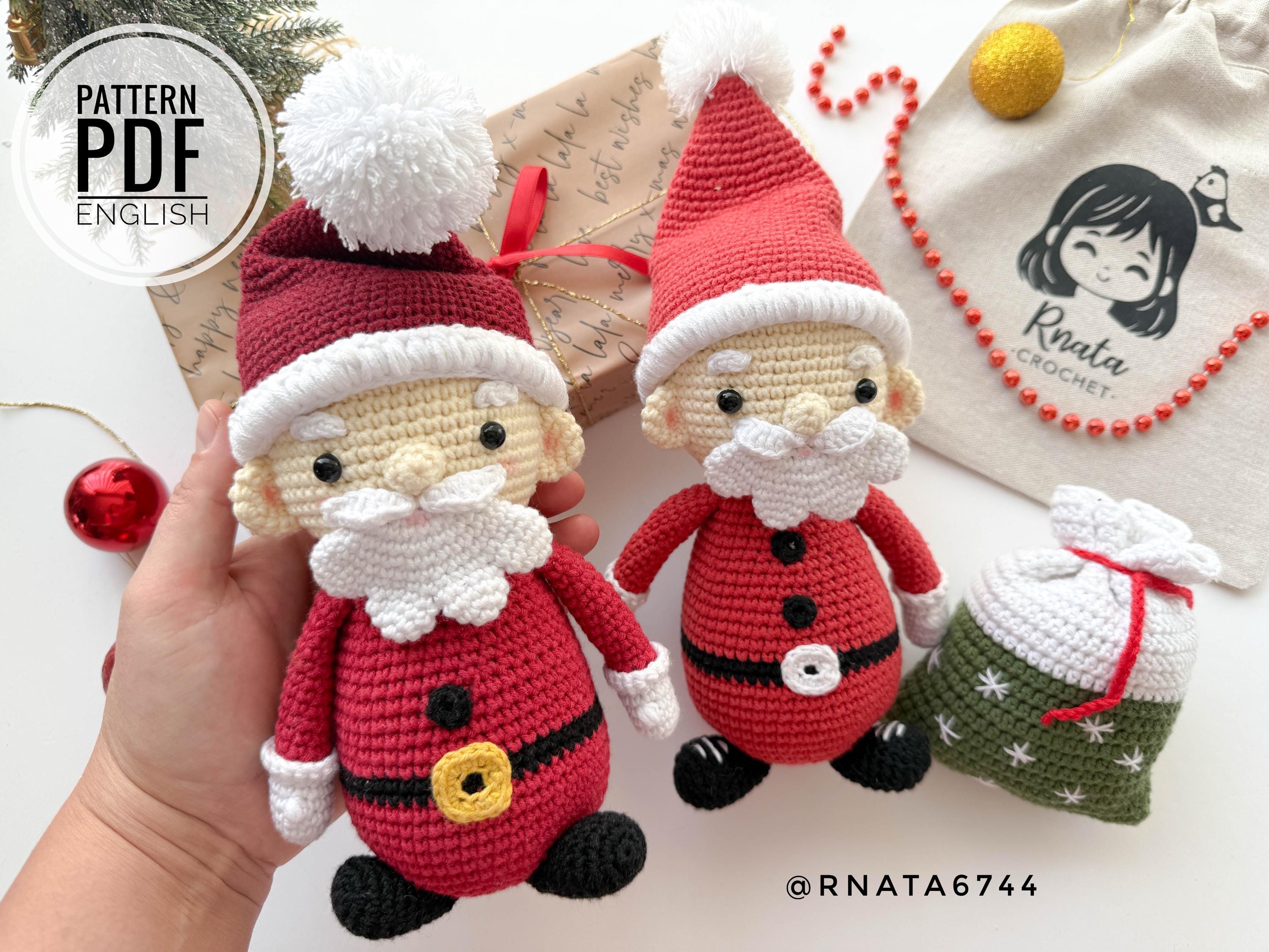 かぎ針編みサンタのあみぐるみパターン: クリスマスおもちゃ