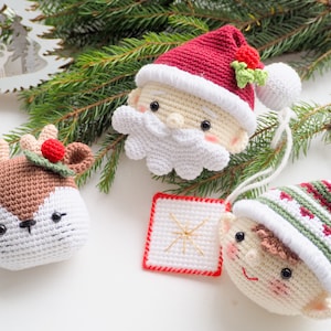 Crochet Christmas decoration: Elf, Santa, Reindeer and Cupcake,/Pattern/ English only/ Amigurumi, Christmas ornaments, Christmas Tree Decor image 3