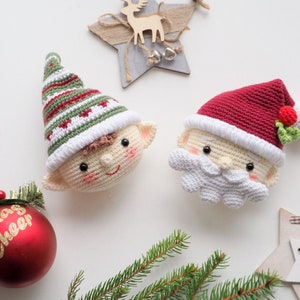 Crochet Christmas decoration: Elf, Santa, Reindeer and Cupcake,/Pattern/ English only/ Amigurumi, Christmas ornaments, Christmas Tree Decor image 5