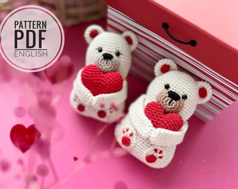 Crochet Valentines Bear /Pattern/PDF/English only/ Valentines toy, Valentines Bear, Amigurumi, Crochet Bear with Heart