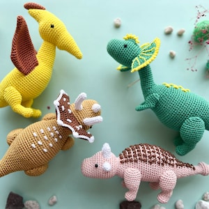 Crochet Dinosaurs: dilophosaurus, pterodactyl, ankylosaurs and triceratops/Pattern/PDF/ English only/ Amigurumi, Dinosaurs, Dinosaurs toys image 2