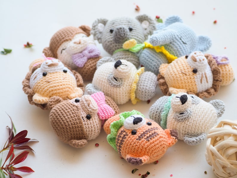 Crochet Mini Toys: elephant, tiger, panda, koala, lion and monkey /Pattern/PDF/English only/ Amigurumi, Baby Mobile Toy, Safari toys image 3