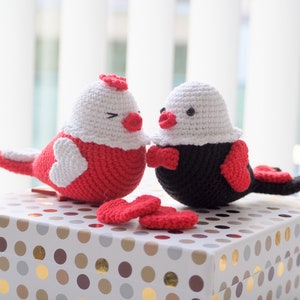 Uccellini di San Valentino all'uncinetto, modello, PDF, inglese, amigurumi, giocattolo di San Valentino, peluche