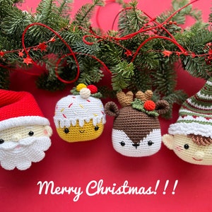 Crochet Christmas decoration: Elf, Santa, Reindeer and Cupcake,/Pattern/ English only/ Amigurumi, Christmas ornaments, Christmas Tree Decor image 10