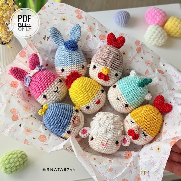 Patrón de huevo de Pascua a crochet: dragón, pollito, gallo y más (PDF)