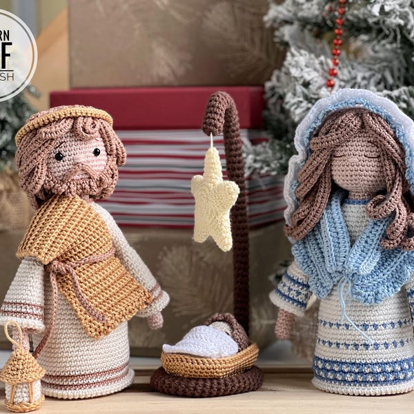 Patrón de Belén de crochet: María, Jesús y José (PDF)