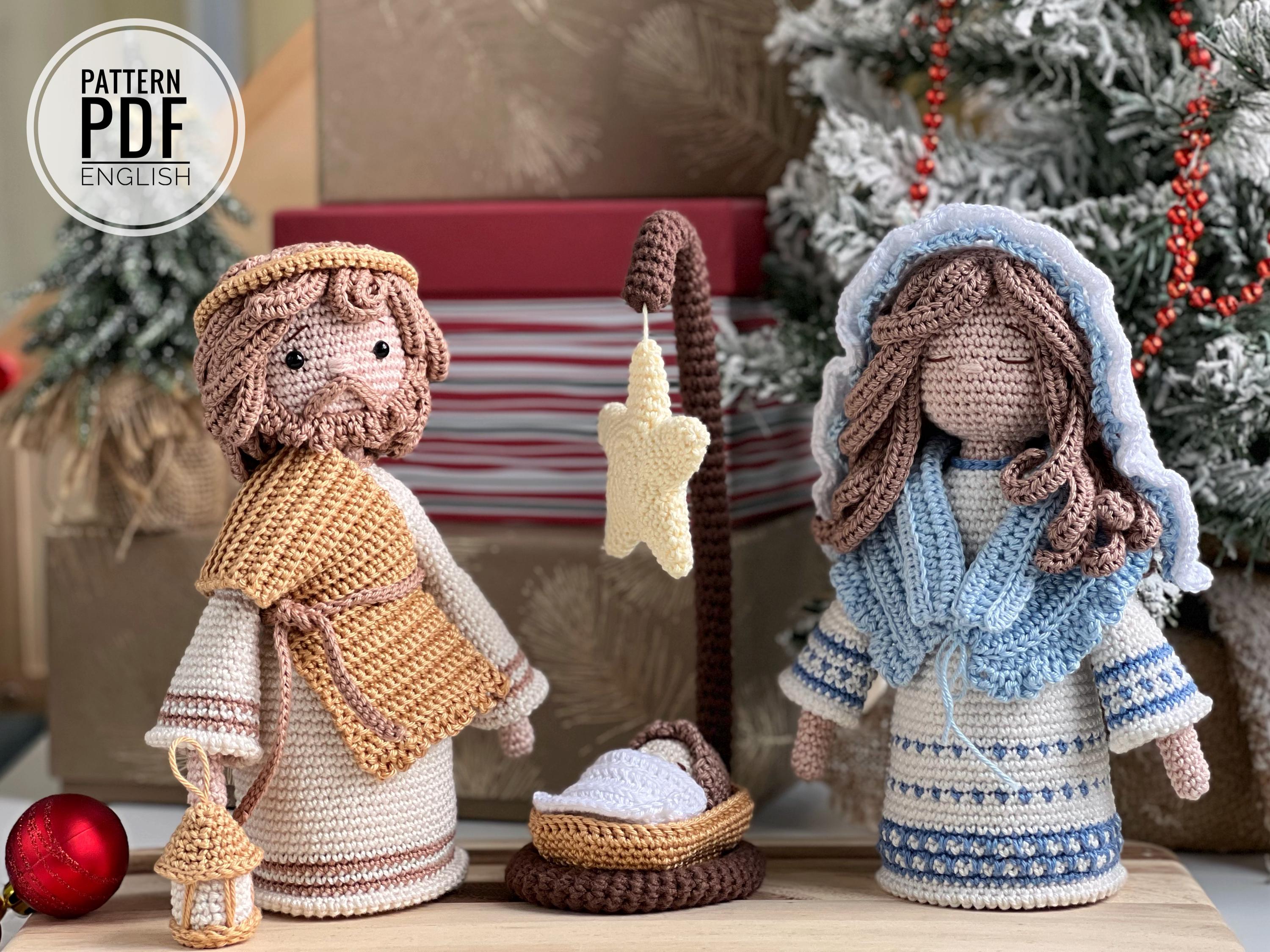Crochet Nativity Scene Pattern: Maria, Jesus, and Joseph (PDF)