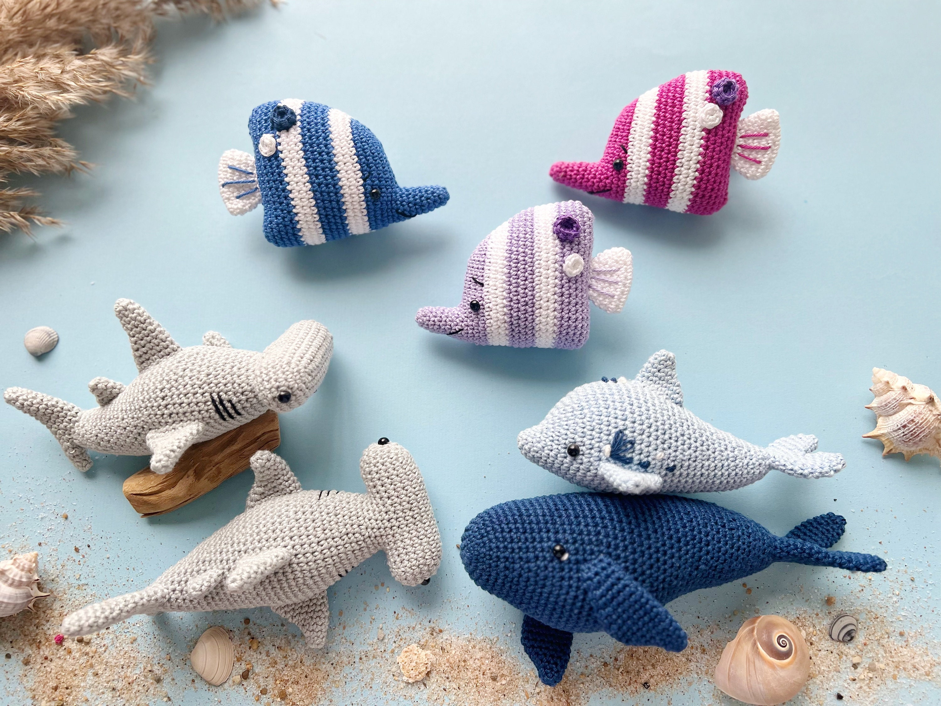 Crochet Sea Animals: Dolphin, Fish, Octopus, Turtle, Blue Whale