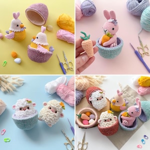 Crochet Easter Toys Pattern: Bunny, Sheep, Chicken (PDF)