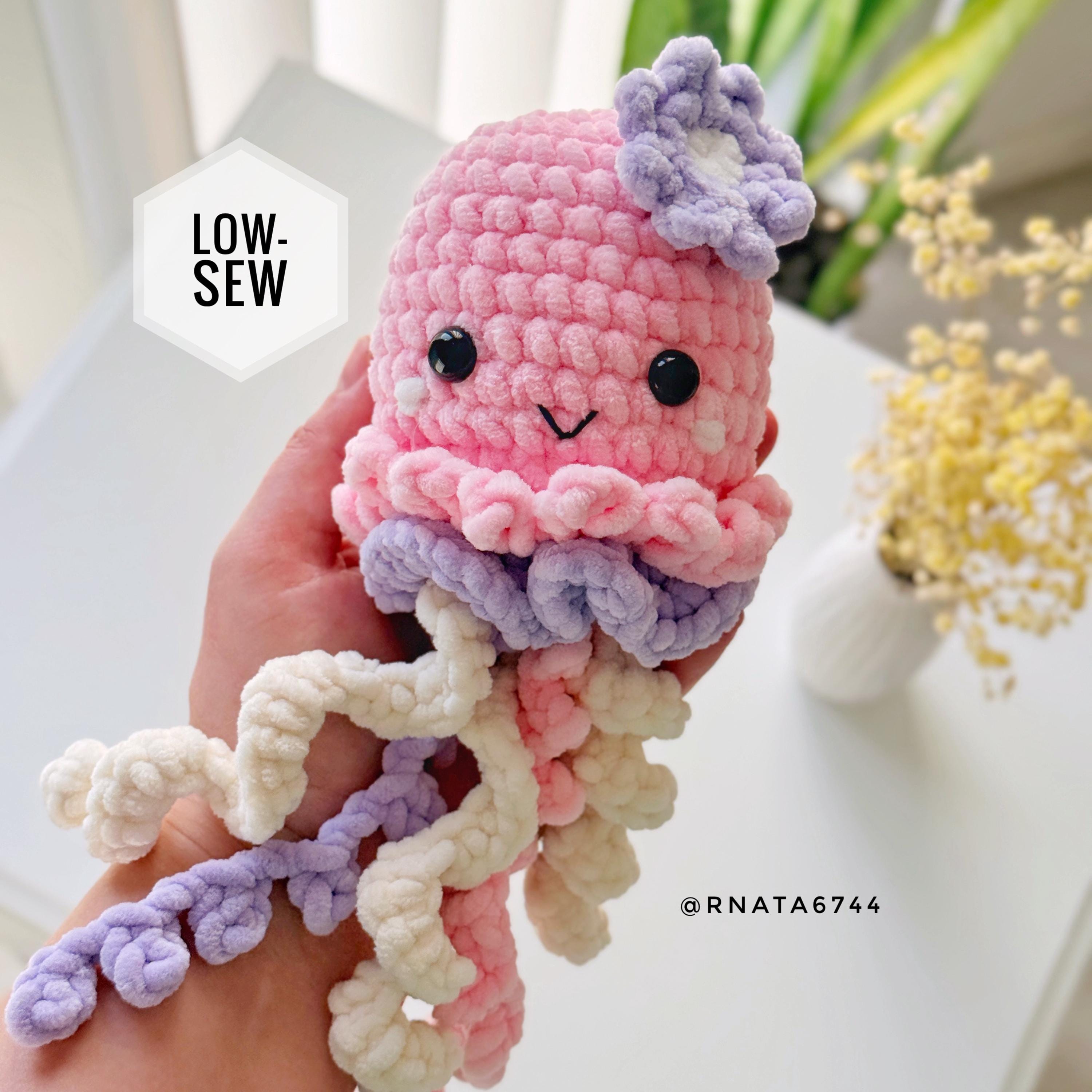 39 Crochet Jellyfish Patterns: Amigurumi, Rattles, Squish, and Keychains 4 Crochet Plush Jellyfish Pattern: Low-Sew Amigurumi Toy