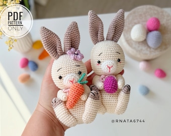 Crochet Easter Bunny with Egg & Carrot Pattern (PDF)
