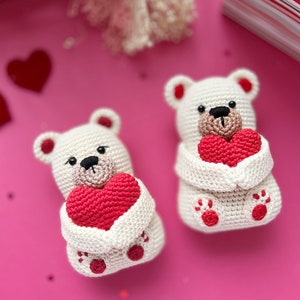 Crochet Valentines Bear /Pattern/PDF/English only/ Valentines toy, Valentines Bear, Amigurumi, Crochet Bear with Heart image 4