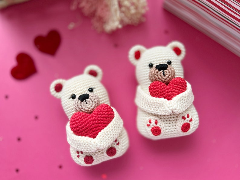 Crochet Valentines Bear /Pattern/PDF/English only/ Valentines toy, Valentines Bear, Amigurumi, Crochet Bear with Heart image 4