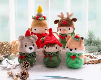 Crochet Christmas Ornaments: Elf, Bear, Fox, Candle and Snowman /Pattern/PDF/English, German only/ Christmas gift, Christmas ornament toys