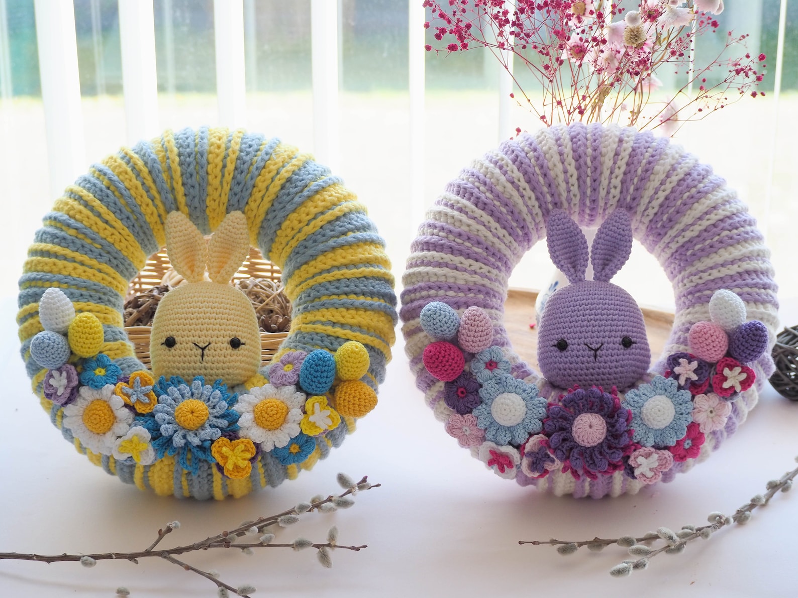 Crochet Easter Wreath With Bunny and Flowers Pattern PDF Etsy