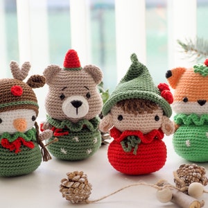 Crochet Christmas Ornaments: Elf, Bear, Fox, Candle and Snowman /Pattern/PDF/English, German only/ Christmas gift, Christmas ornament toys image 5