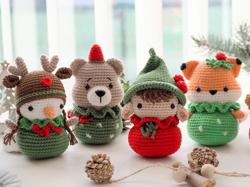 Crochet Christmas Ornaments: Elf, Bear, Fox, Candle and Snowman /Pattern/PDF/English, German only/ Christmas gift, Christmas ornament toys image 5