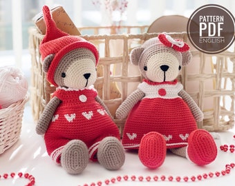 Crochet Bears: Bo and Beth /Pattern/PDF/English only/ Crochet couple bear, Amigurumi, Crochet Toys, Newborn Toys, Cute Bear,  Pattern Bear