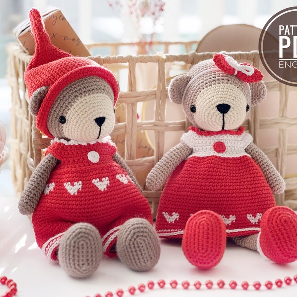 Crochet Bears: Bo and Beth /Pattern/PDF/English only/ Crochet couple bear, Amigurumi, Crochet Toys, Newborn Toys, Cute Bear,  Pattern Bear