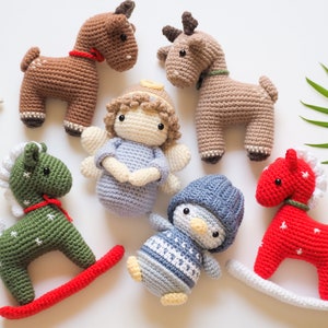 Crochet Christmas decoration: Rocking Horse, Reindeer, Penguin and Angel/Pattern/PDF/ English only/ Christmas ornaments, Christmas Amigurumi image 1