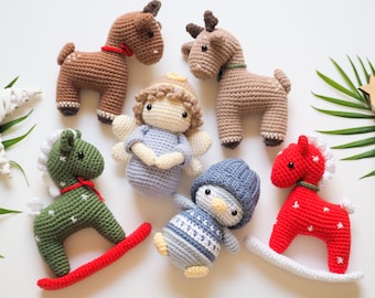 Crochet Christmas decoration: Rocking Horse, Reindeer, Penguin and Angel/Pattern/PDF/ English only/ Christmas ornaments, Christmas Amigurumi