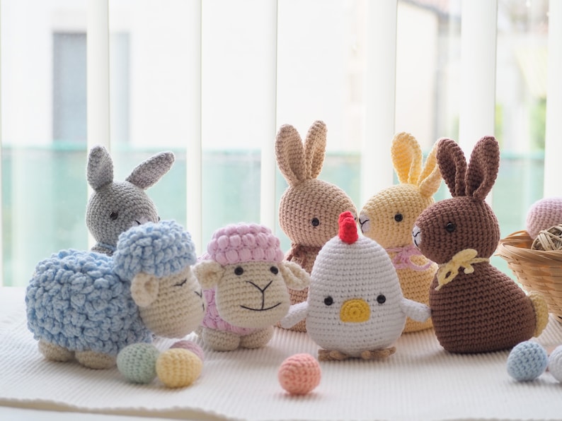 Crochet Easter Decoration: bunnies, sheep's, chick and eggs, Pattern, PDF, English, Easter toys, Amigurumi, Handmade, Easter ornaments image 8
