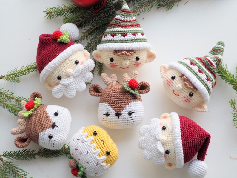 Crochet Christmas decoration: Elf, Santa, Reindeer and Cupcake, Pattern, English, Amigurumi, Christmas, Decor 