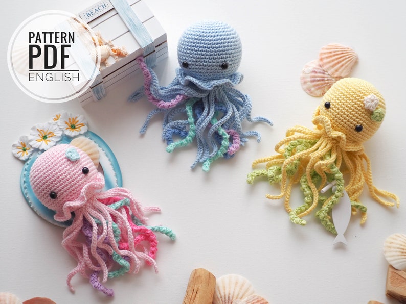 Crochet Jellyfish /Pattern/ PDF/English only/Amigurumi, Crochet Jellyfish, Jellyfish Toy, Newborn Toy, Plush Toy, Amigurumi image 1
