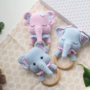 Crochet Elephant teethe/rattle/holder /Pattern/PDF/English, German only/ Amigurumi, Baby shower, Baby toy, Newborn, Plush toy, Newborn Toy image 7