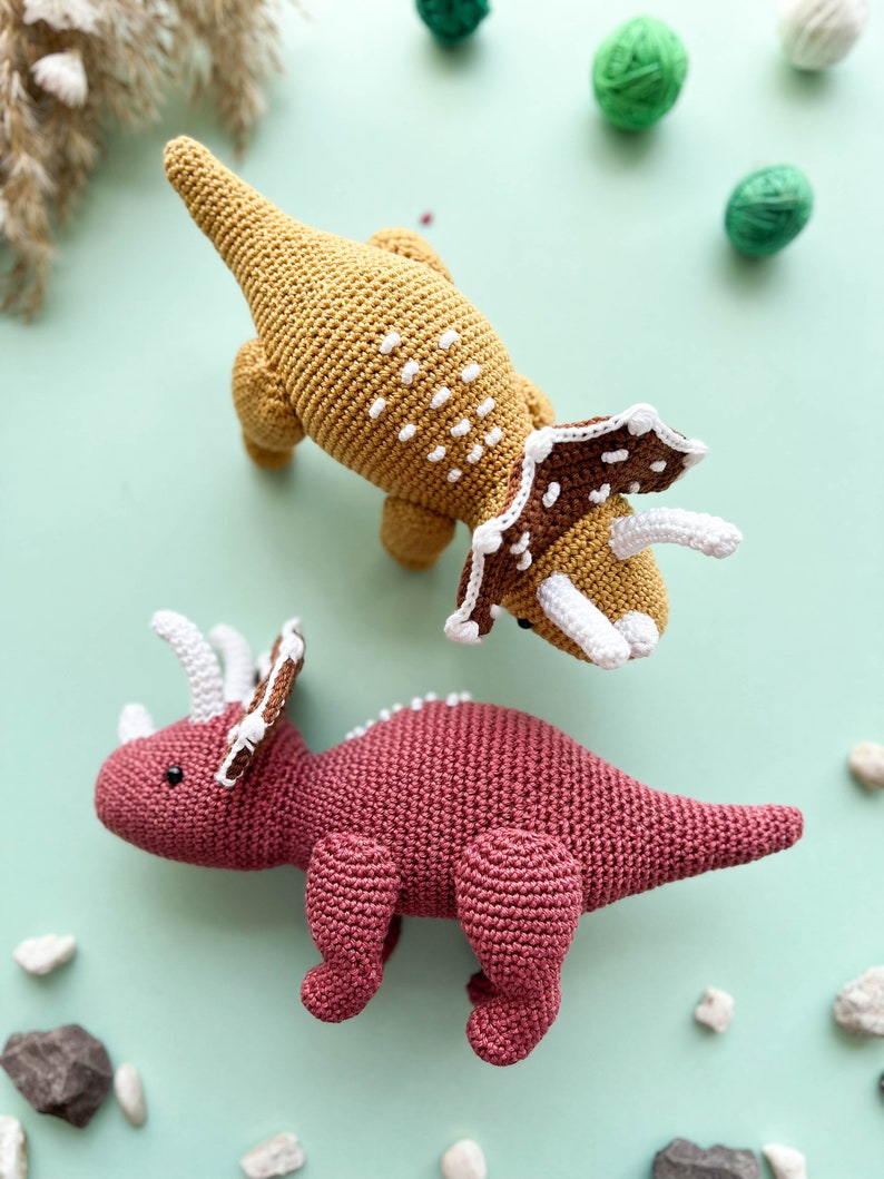 Crochet Dinosaurs: dilophosaurus, pterodactyl, ankylosaurs and triceratops/Pattern/PDF/ English only/ Amigurumi, Dinosaurs, Dinosaurs toys image 4